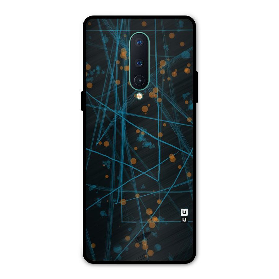 Blue Lines Gold Dots Metal Back Case for OnePlus 8