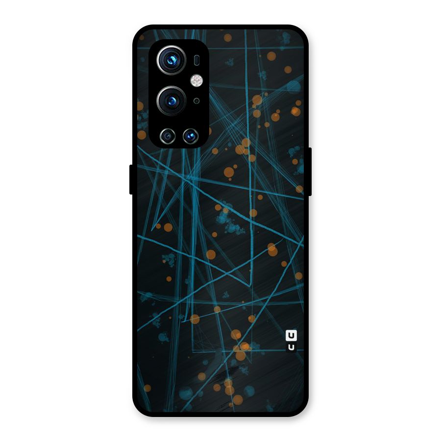 Blue Lines Gold Dots Metal Back Case for OnePlus 9 Pro