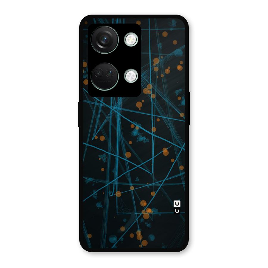 Blue Lines Gold Dots Metal Back Case for OnePlus Nord 3