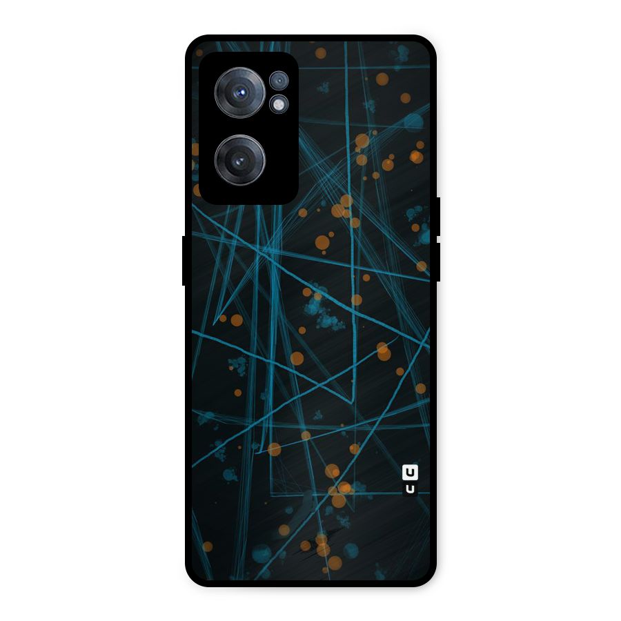 Blue Lines Gold Dots Metal Back Case for OnePlus Nord CE 2 5G