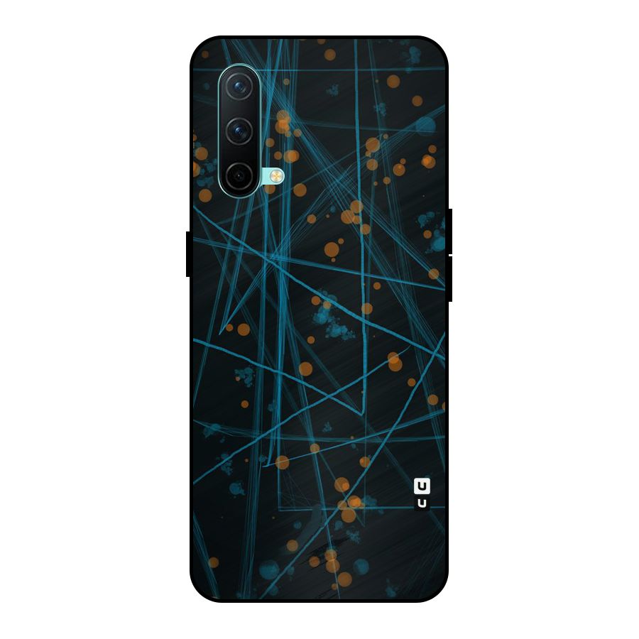 Blue Lines Gold Dots Metal Back Case for OnePlus Nord CE 5G