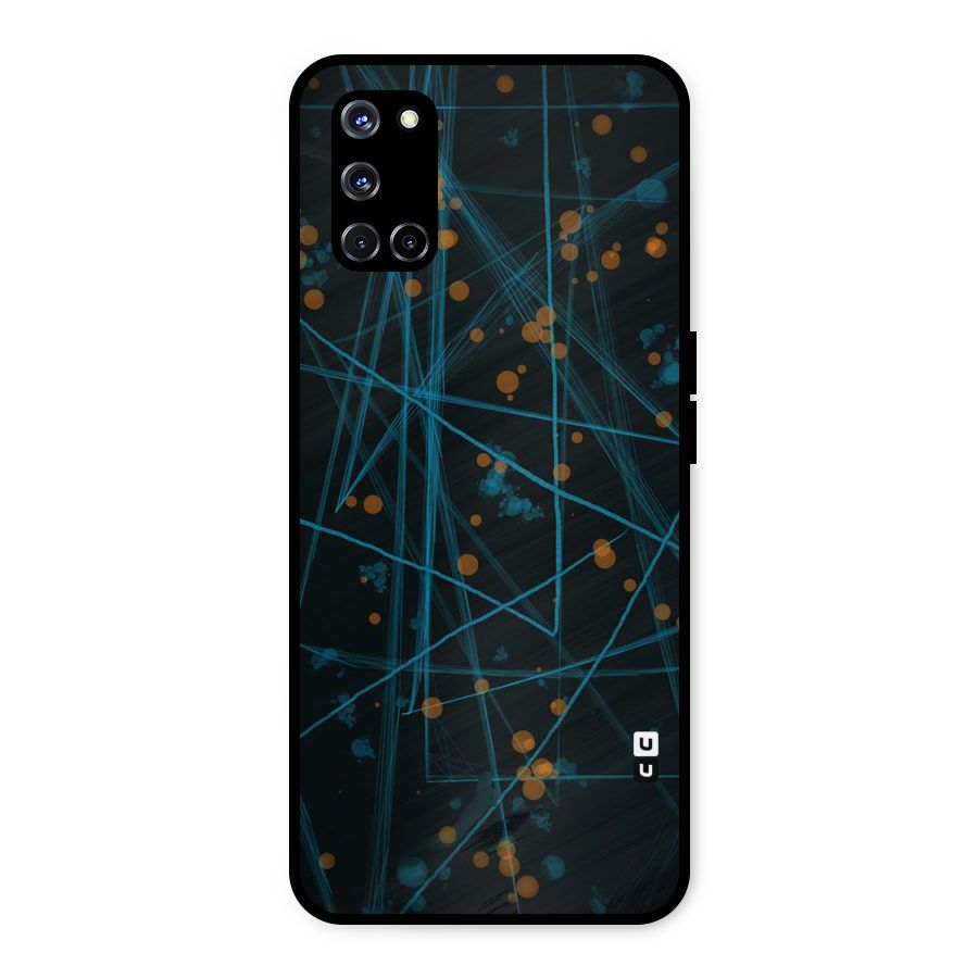 Blue Lines Gold Dots Metal Back Case for Oppo A52