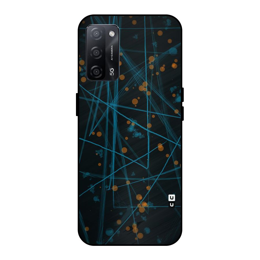 Blue Lines Gold Dots Metal Back Case for Oppo A53s 5G