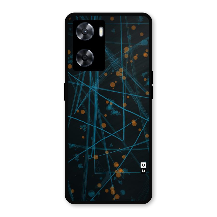 Blue Lines Gold Dots Metal Back Case for Oppo A57 2022