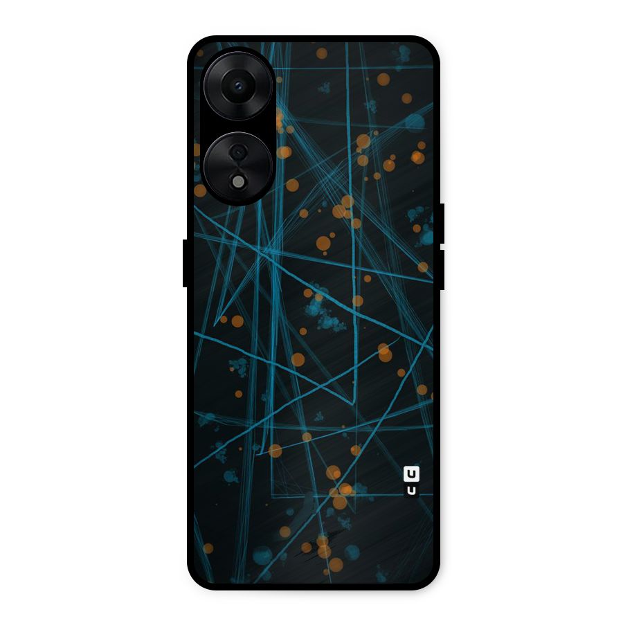 Blue Lines Gold Dots Metal Back Case for Oppo A78 5G