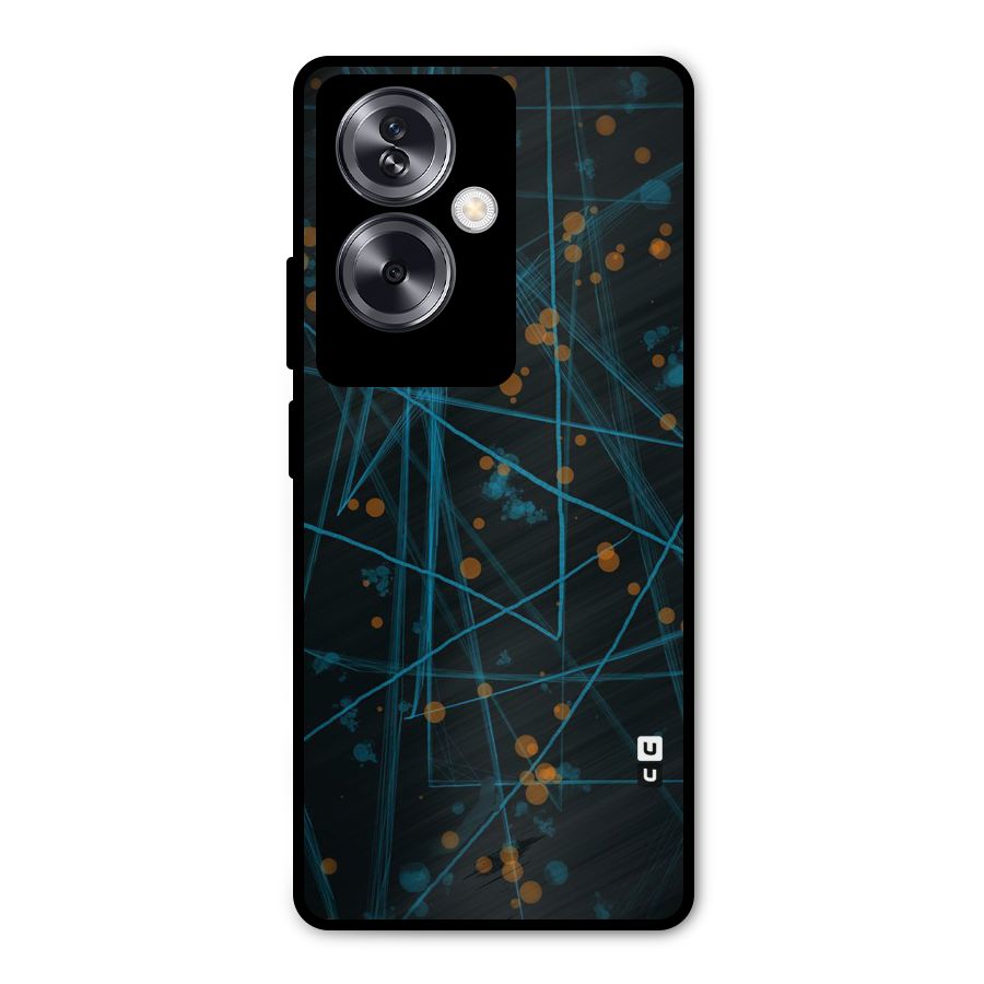 Blue Lines Gold Dots Metal Back Case for Oppo A79 5G
