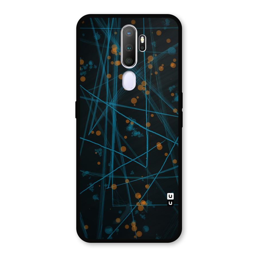 Blue Lines Gold Dots Metal Back Case for Oppo A9 (2020)