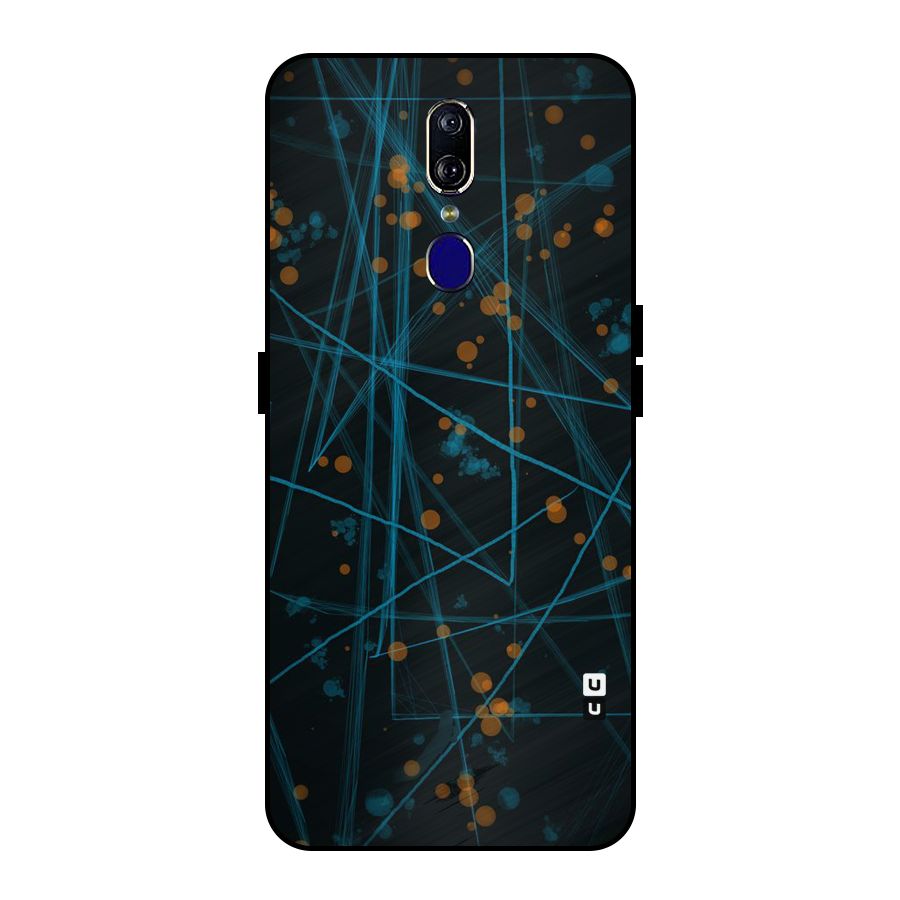 Blue Lines Gold Dots Metal Back Case for Oppo F11