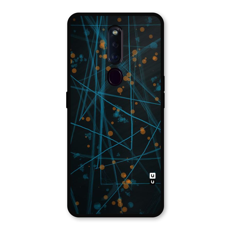 Blue Lines Gold Dots Metal Back Case for Oppo F11 Pro