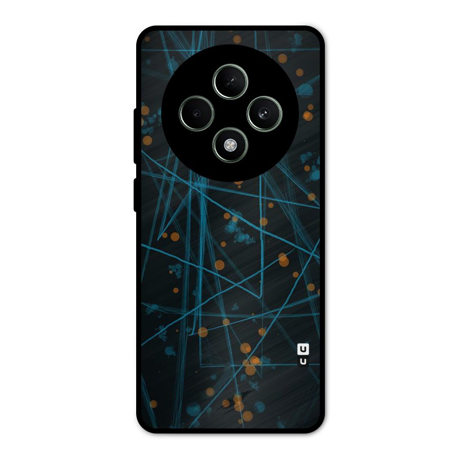 Blue Lines Gold Dots Metal Back Case for Oppo F27