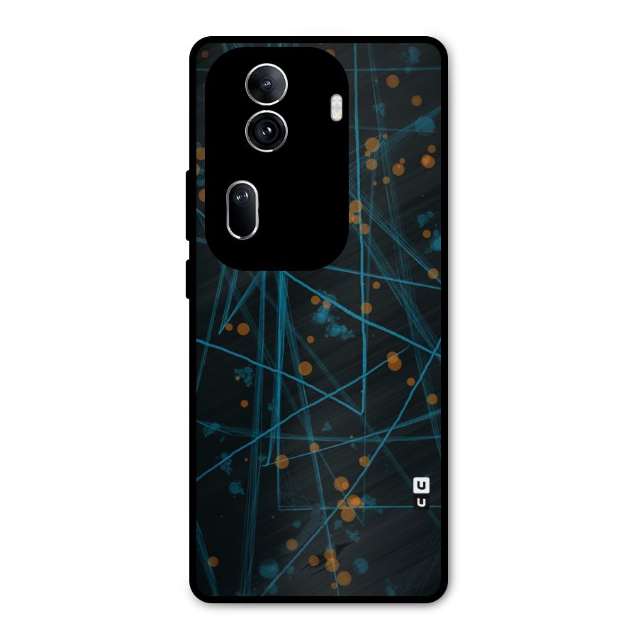 Blue Lines Gold Dots Metal Back Case for Oppo Reno11 Pro 5G