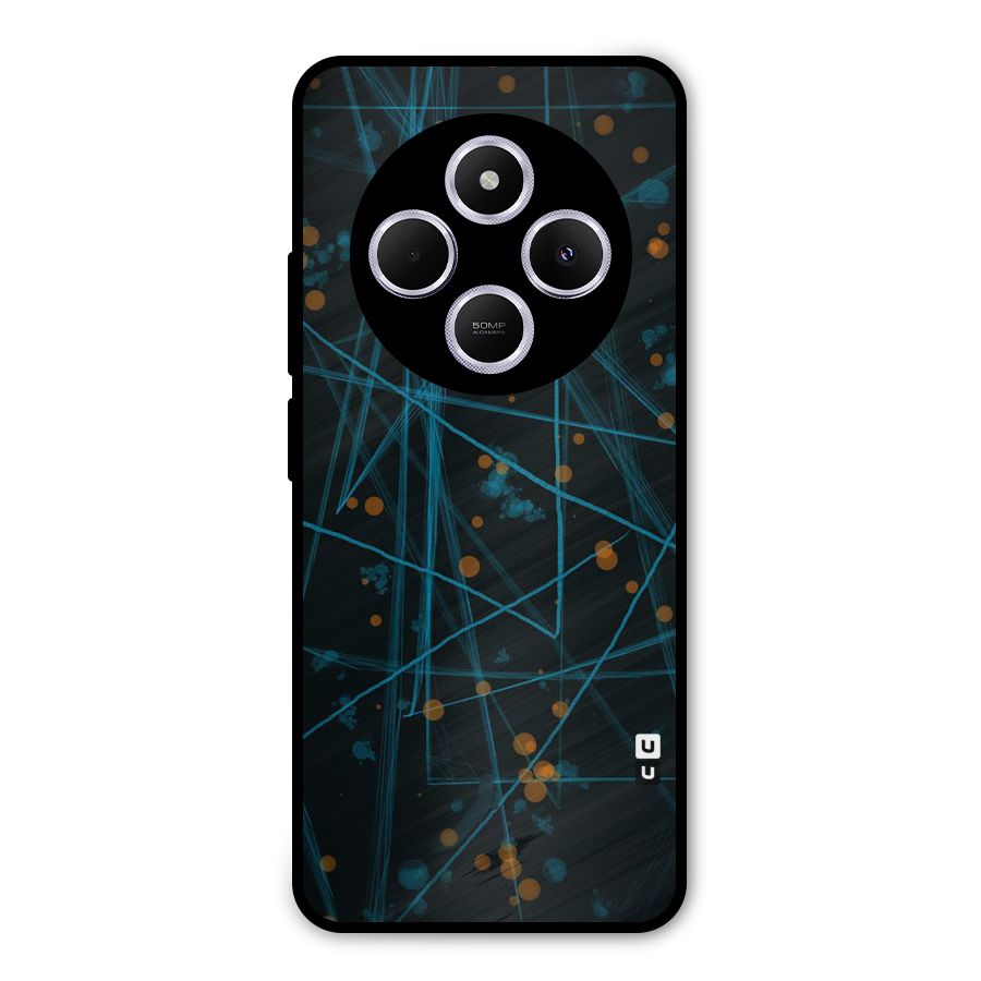 Blue Lines Gold Dots Metal Back Case for Poco C75 5G