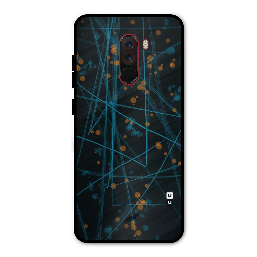 Blue Lines Gold Dots Metal Back Case for Poco F1