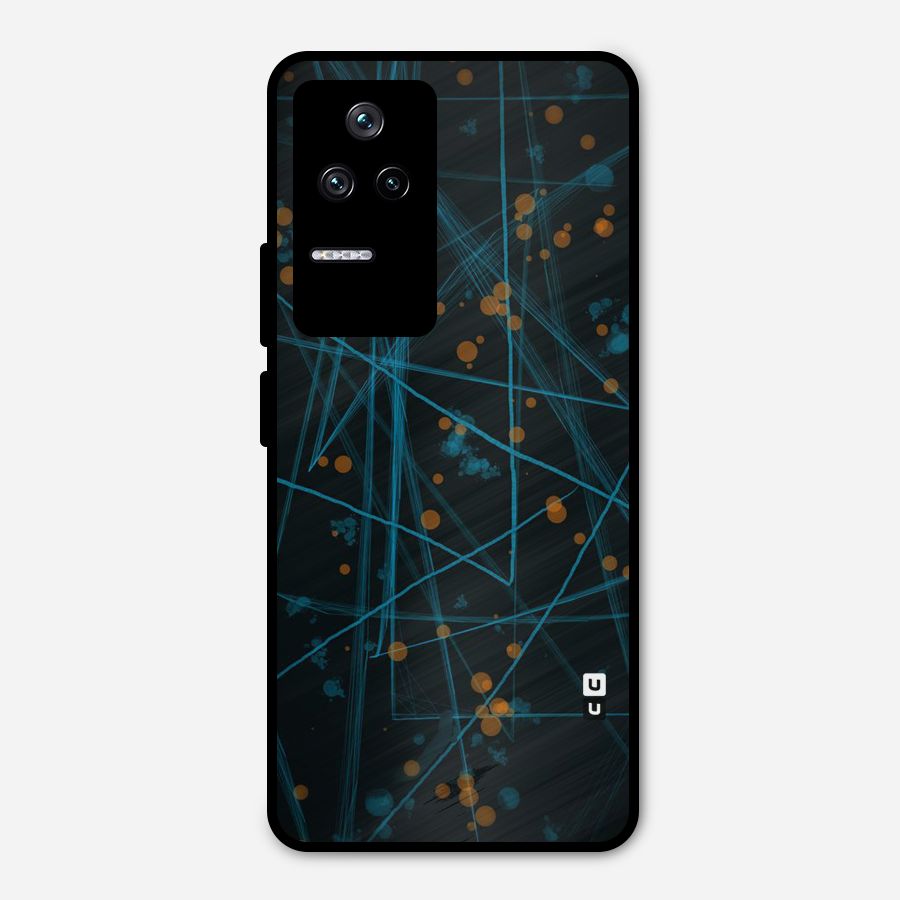 Blue Lines Gold Dots Metal Back Case for Poco F4 5G