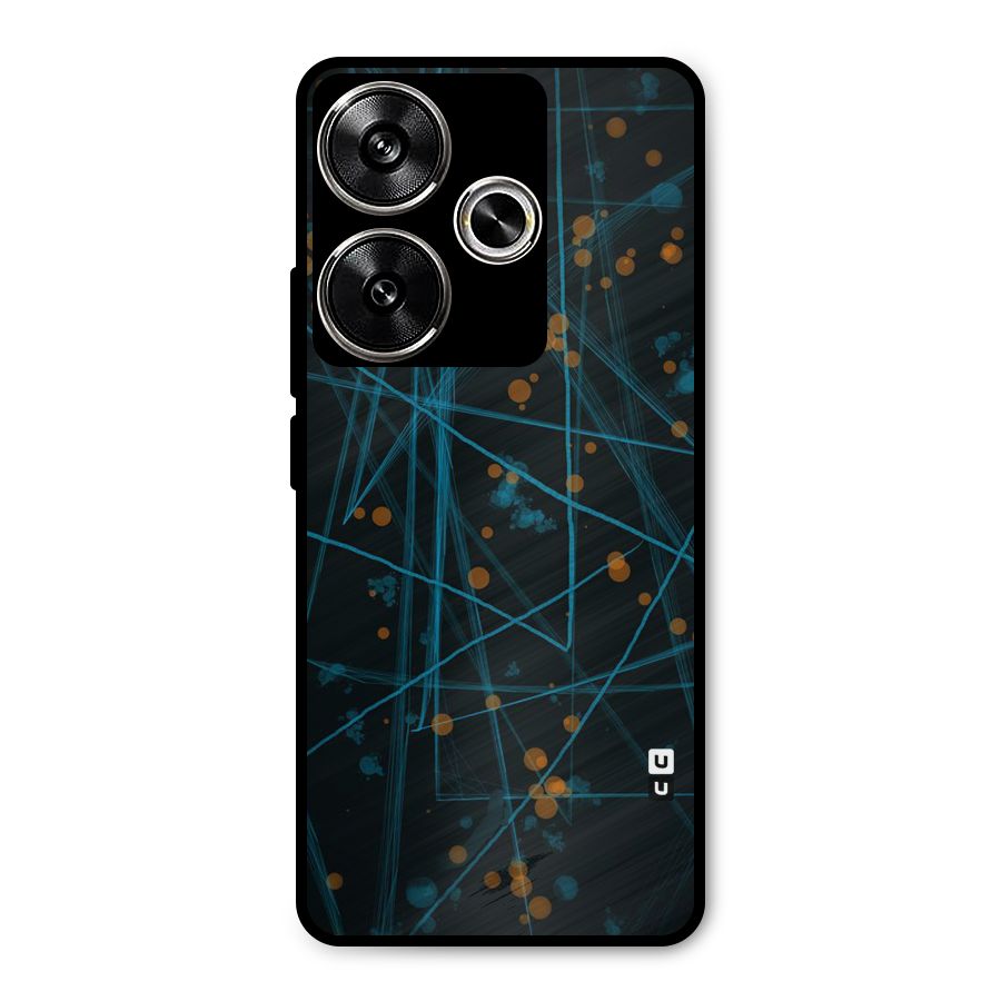 Blue Lines Gold Dots Metal Back Case for Poco F6