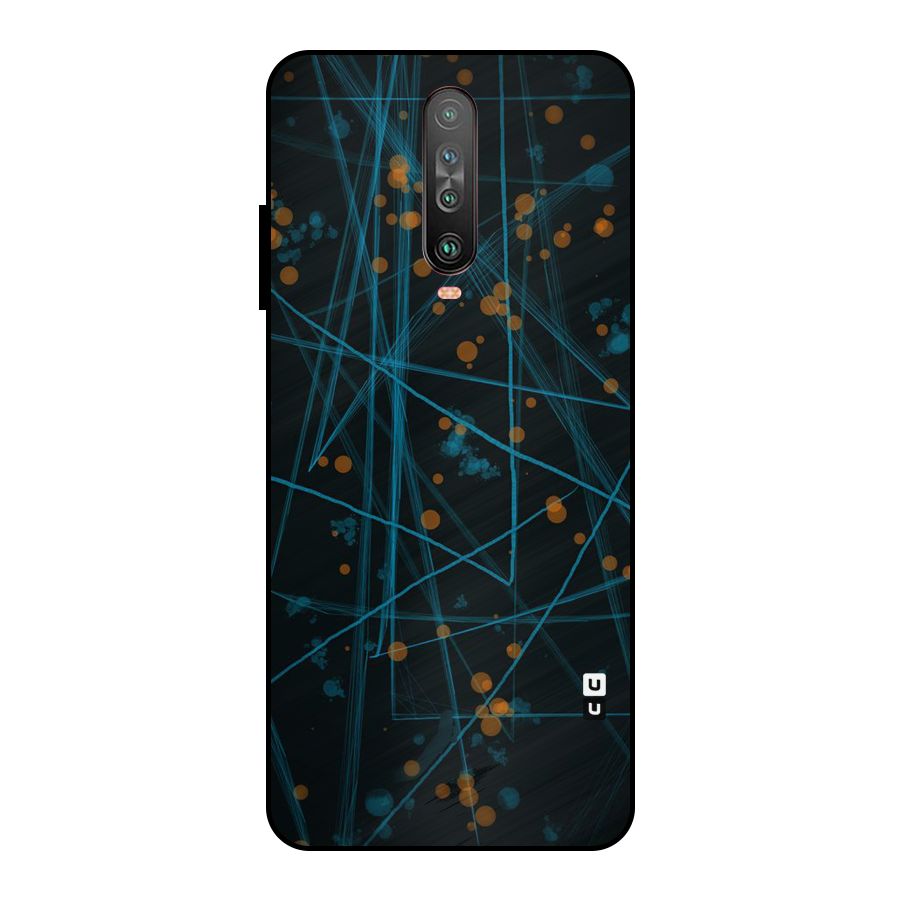 Blue Lines Gold Dots Metal Back Case for Poco X2