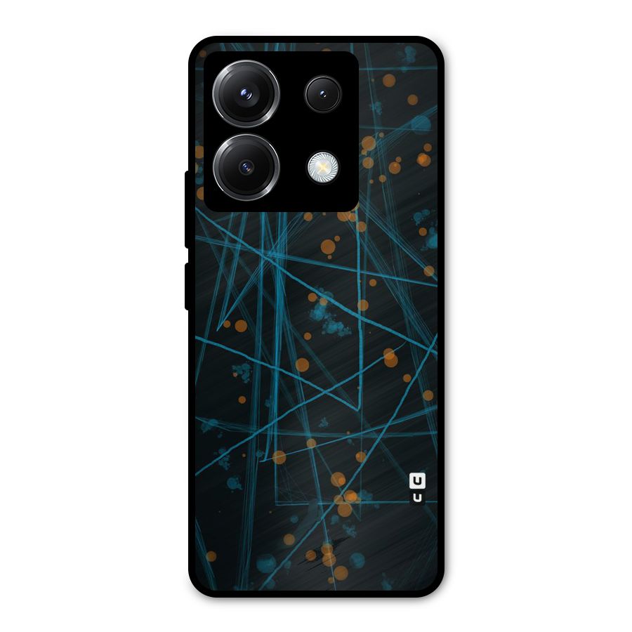 Blue Lines Gold Dots Metal Back Case for Poco X6