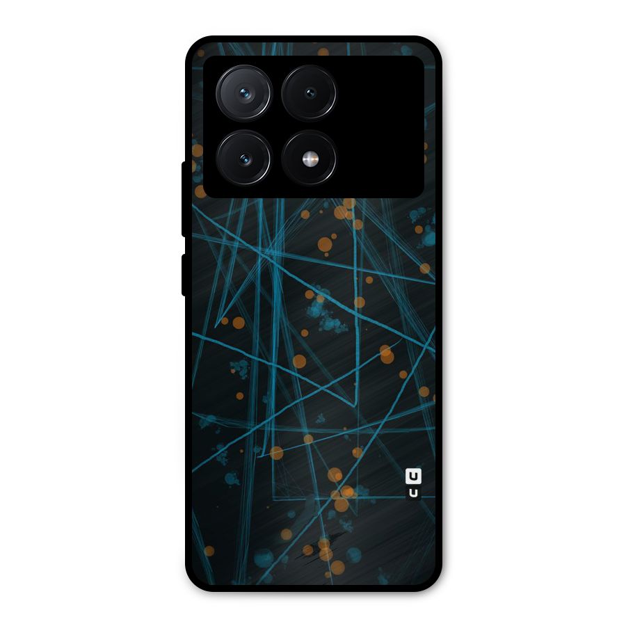 Blue Lines Gold Dots Metal Back Case for Poco X6 Pro