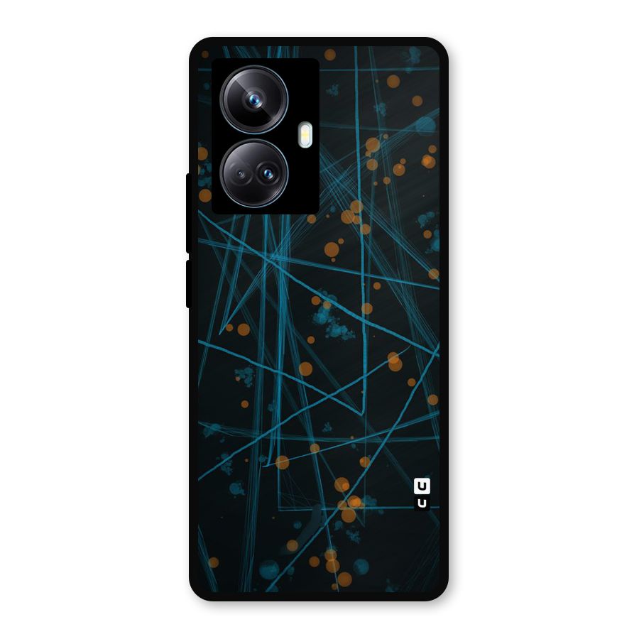 Blue Lines Gold Dots Metal Back Case for Realme 10 Pro Plus