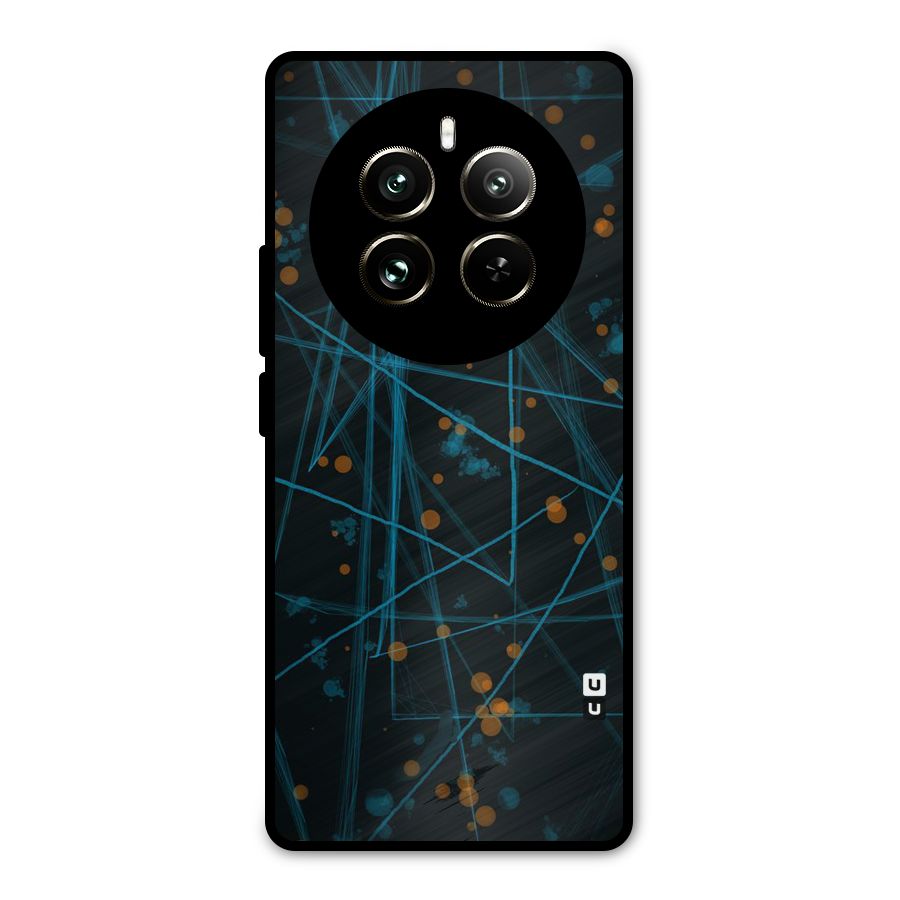 Blue Lines Gold Dots Metal Back Case for Realme 12 Pro