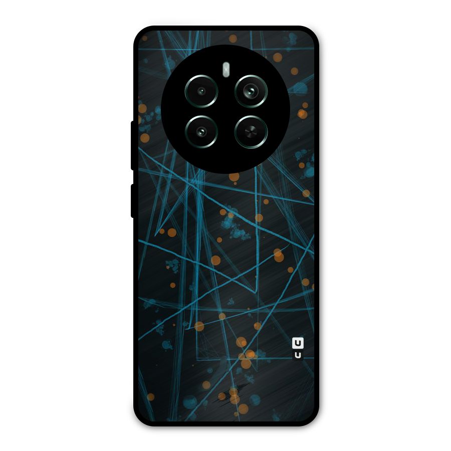 Blue Lines Gold Dots Metal Back Case for Realme 12 Pro Plus