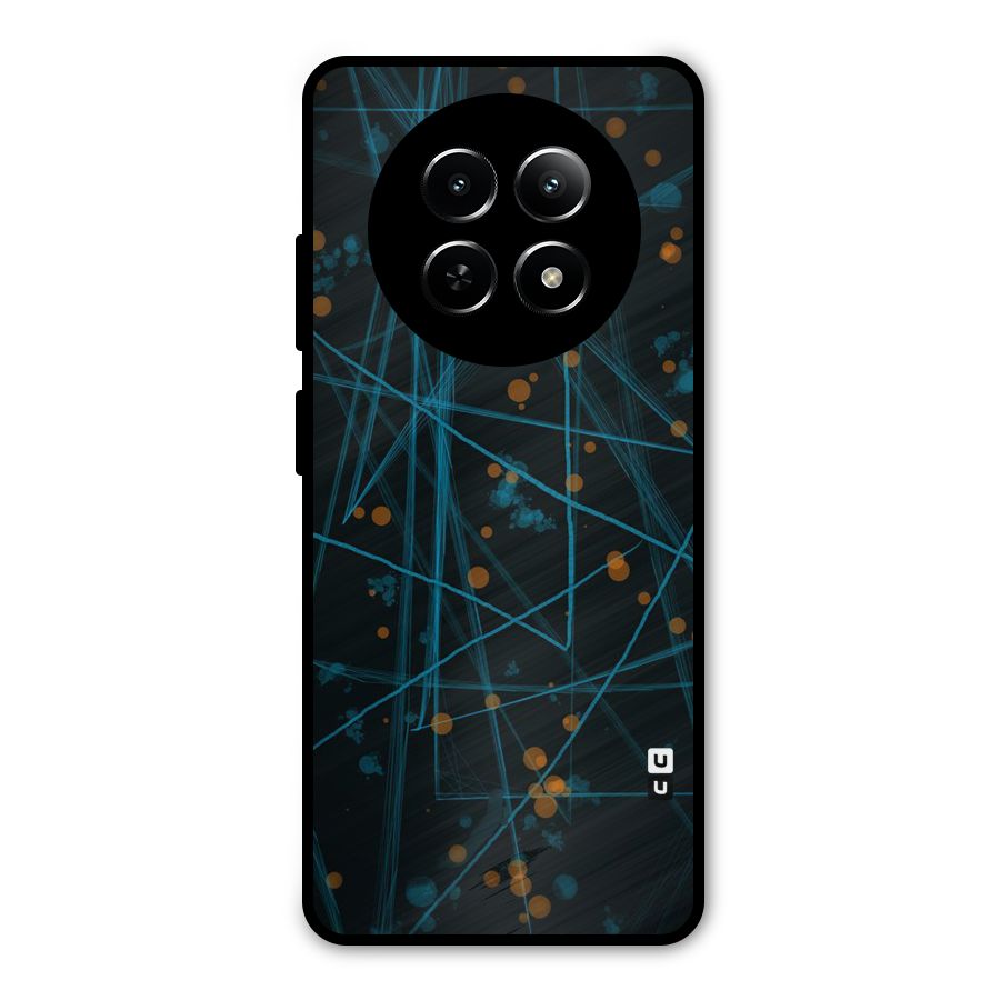 Blue Lines Gold Dots Metal Back Case for Realme 13