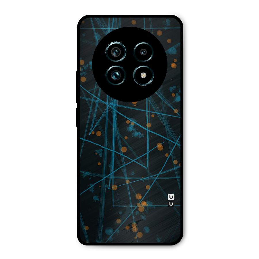 Blue Lines Gold Dots Metal Back Case for Realme 13 Pro Plus