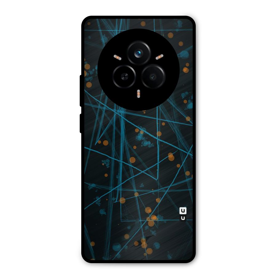 Blue Lines Gold Dots Metal Back Case for Realme 14 Pro