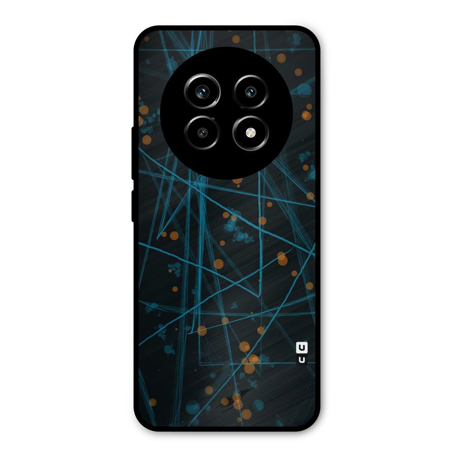 Blue Lines Gold Dots Metal Back Case for Realme 14 Pro Lite