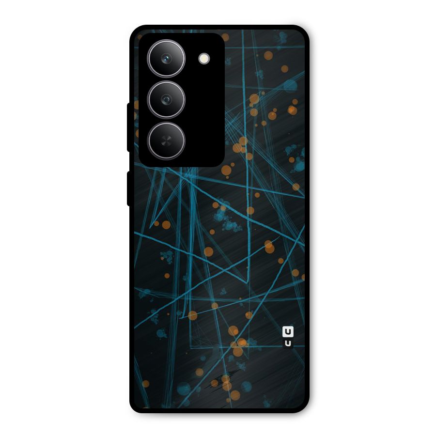 Blue Lines Gold Dots Metal Back Case for Realme 14x