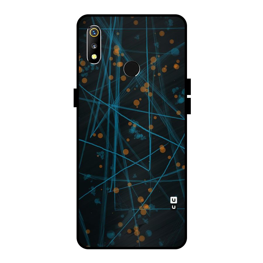 Blue Lines Gold Dots Metal Back Case for Realme 3i