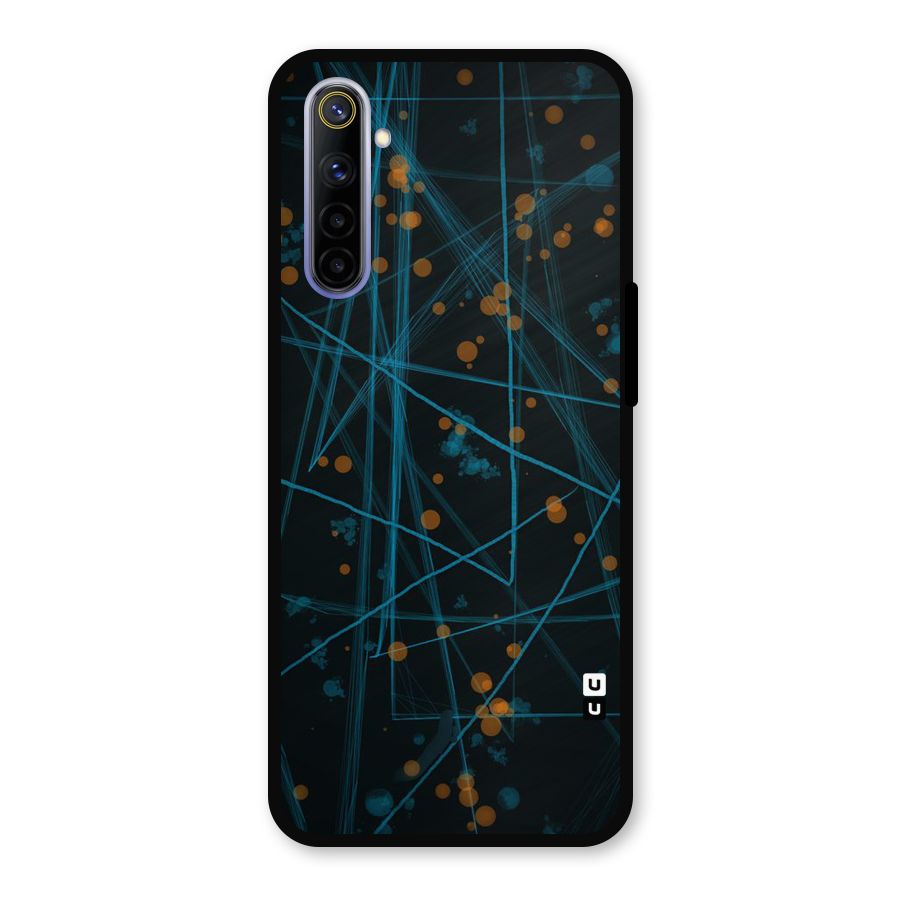 Blue Lines Gold Dots Metal Back Case for Realme 6