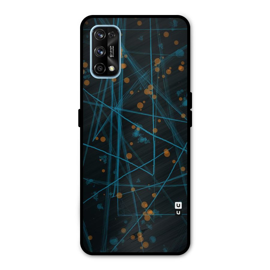 Blue Lines Gold Dots Metal Back Case for Realme 7 Pro