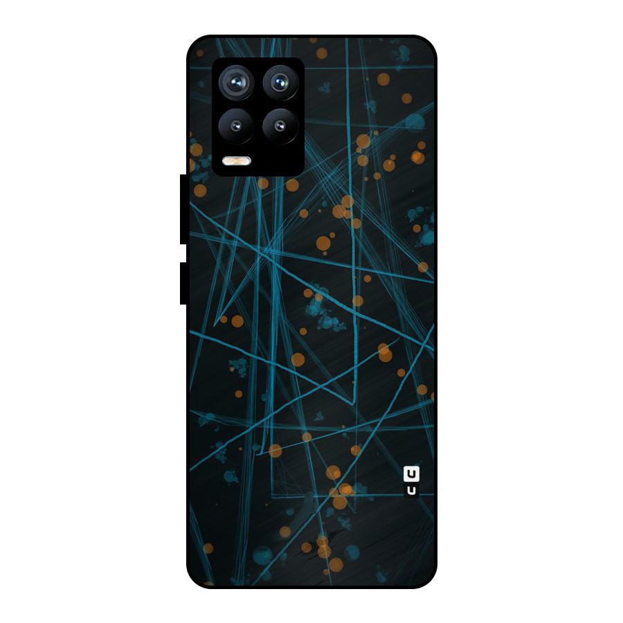 Blue Lines Gold Dots Metal Back Case for Realme 8