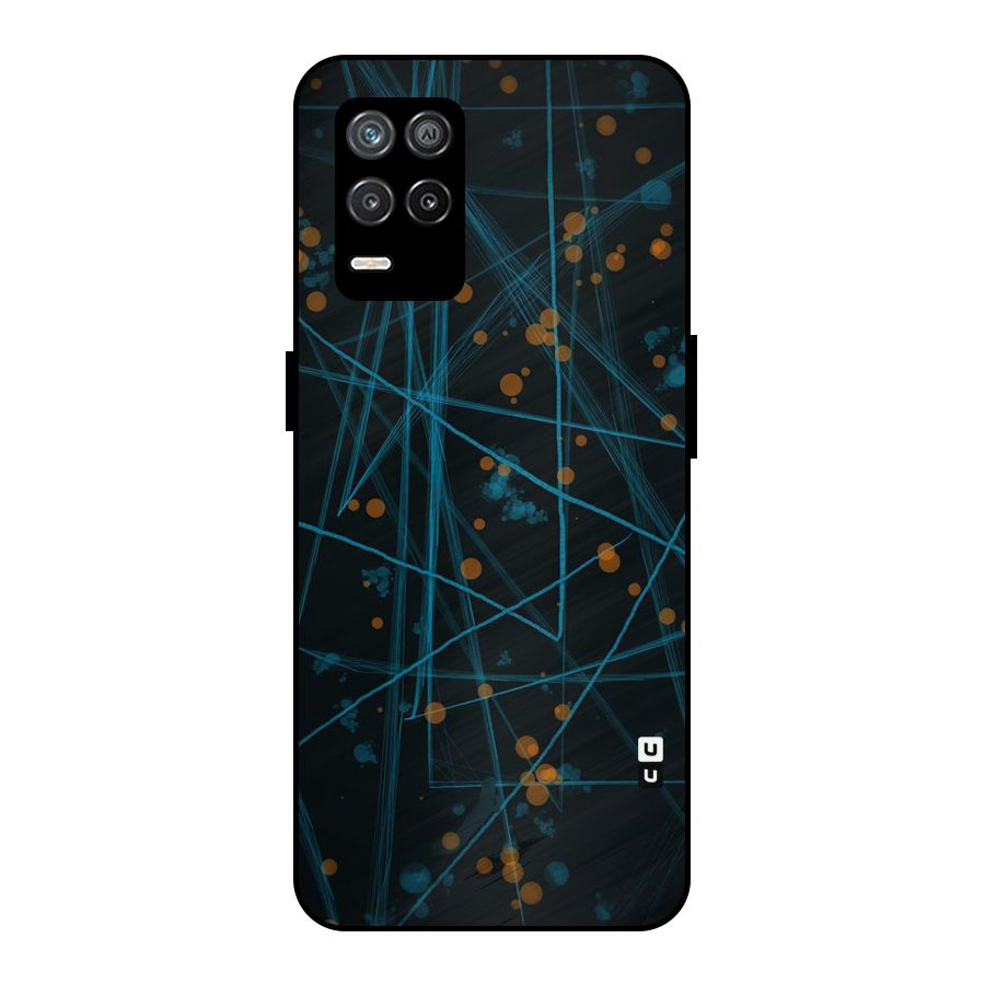 Blue Lines Gold Dots Metal Back Case for Realme 8s 5G
