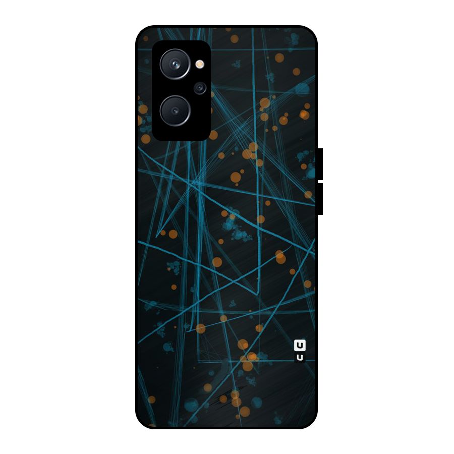 Blue Lines Gold Dots Metal Back Case for Realme 9i 5G