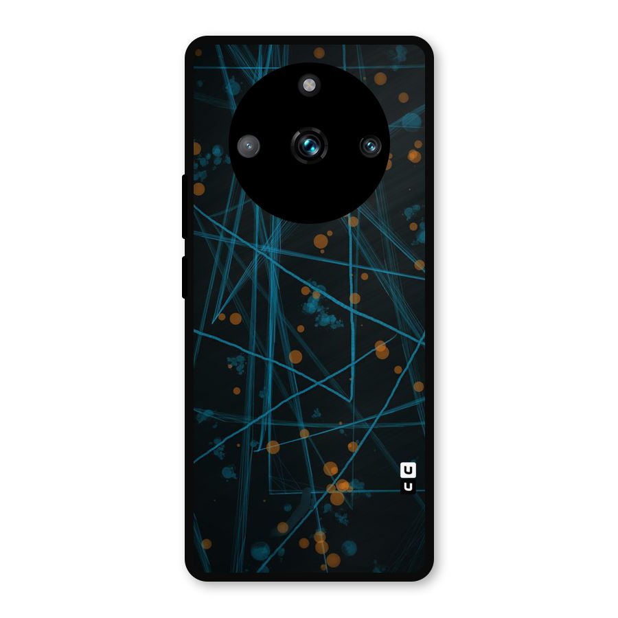 Blue Lines Gold Dots Metal Back Case for Realme Narzo 60 Pro