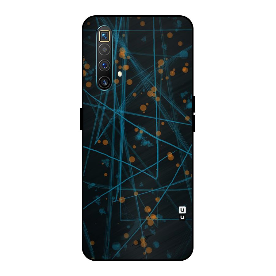 Blue Lines Gold Dots Metal Back Case for Realme X3