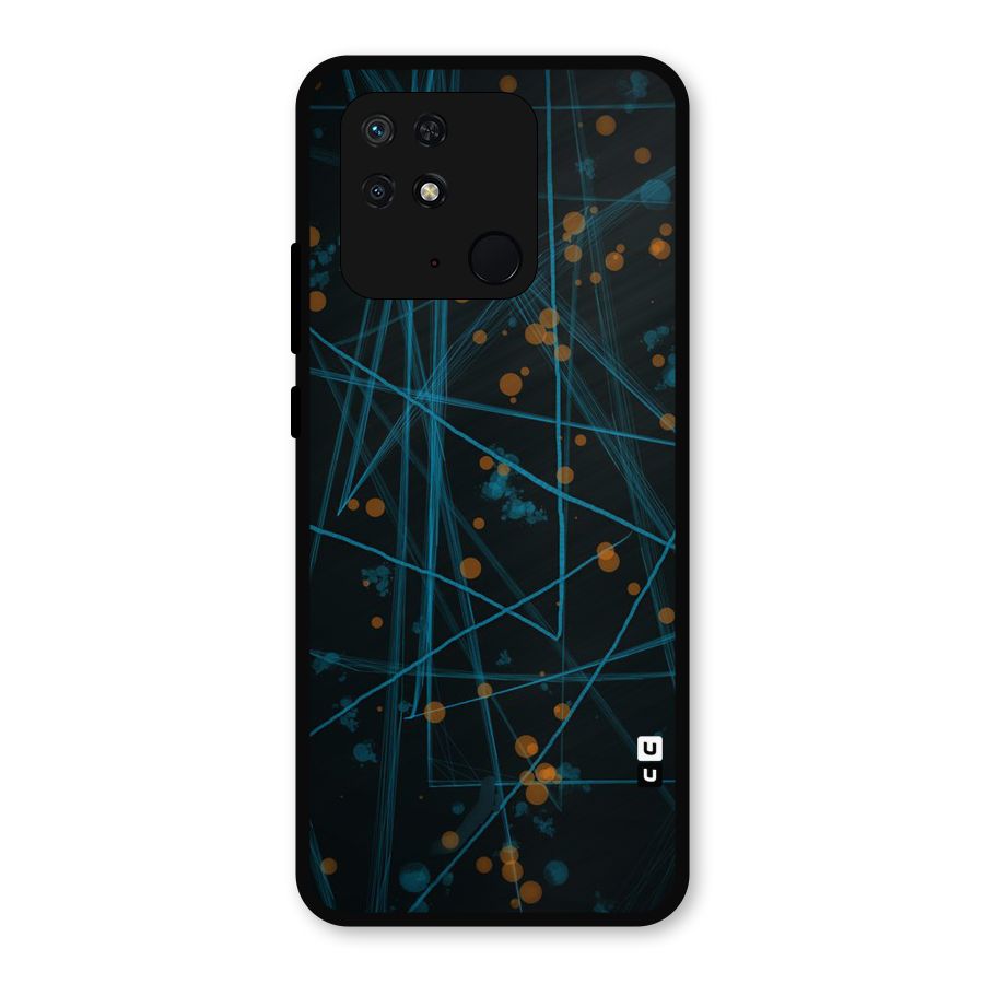 Blue Lines Gold Dots Metal Back Case for Redmi 10