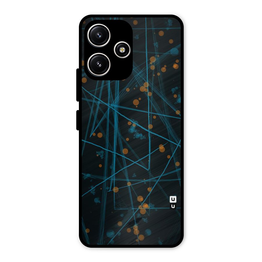 Blue Lines Gold Dots Metal Back Case for Redmi 12 5G
