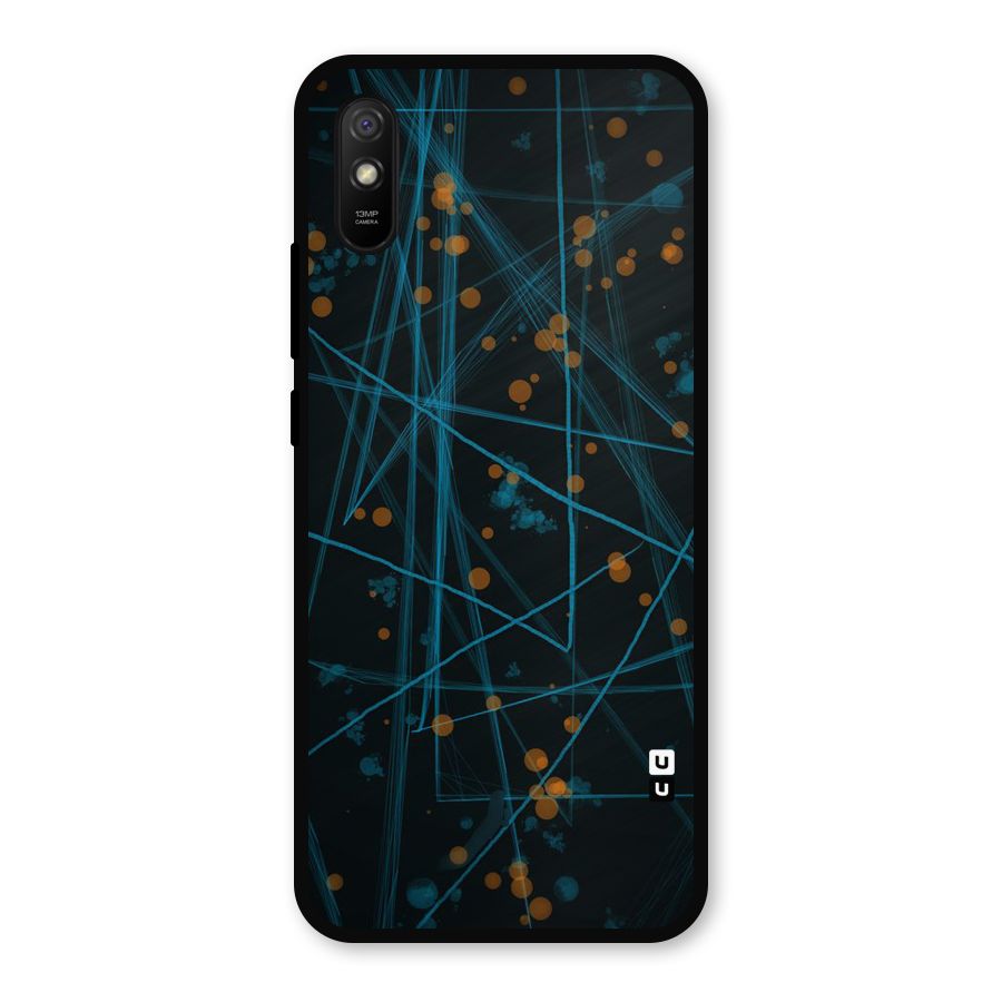 Blue Lines Gold Dots Metal Back Case for Redmi 9a