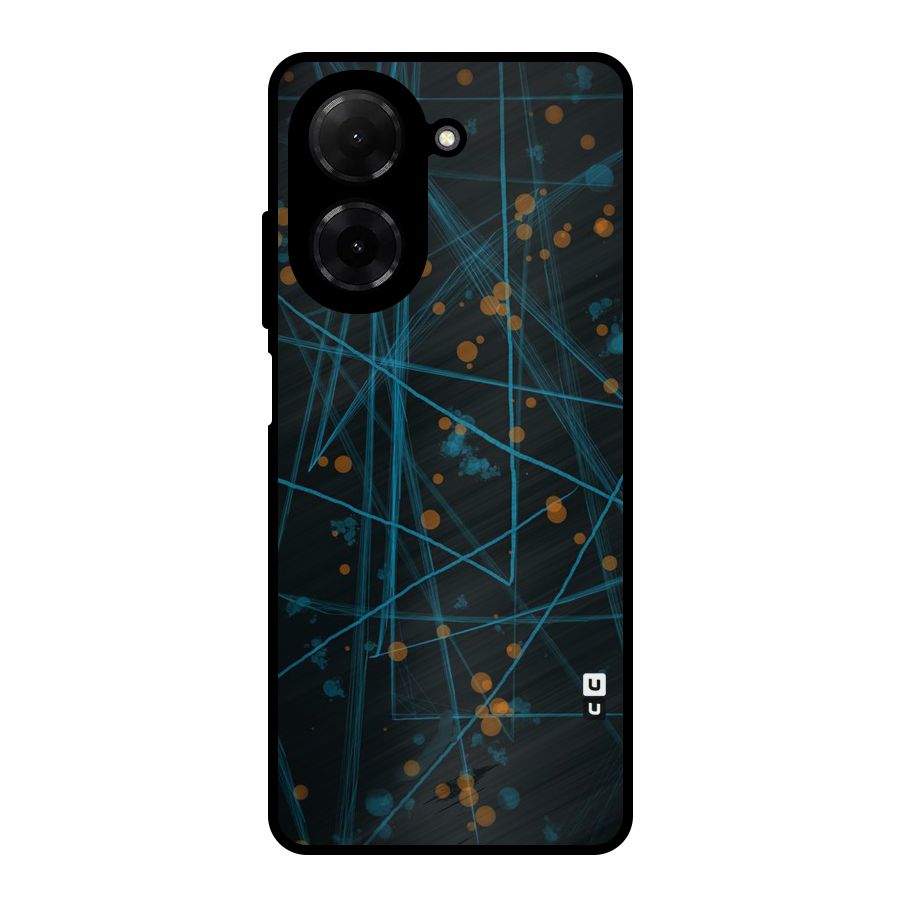 Blue Lines Gold Dots Metal Back Case for Redmi A5 4G