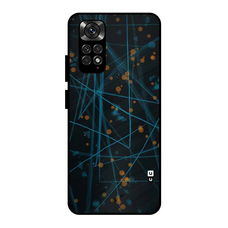 Blue Lines Gold Dots Metal Back Case for Redmi Note 11 Pro