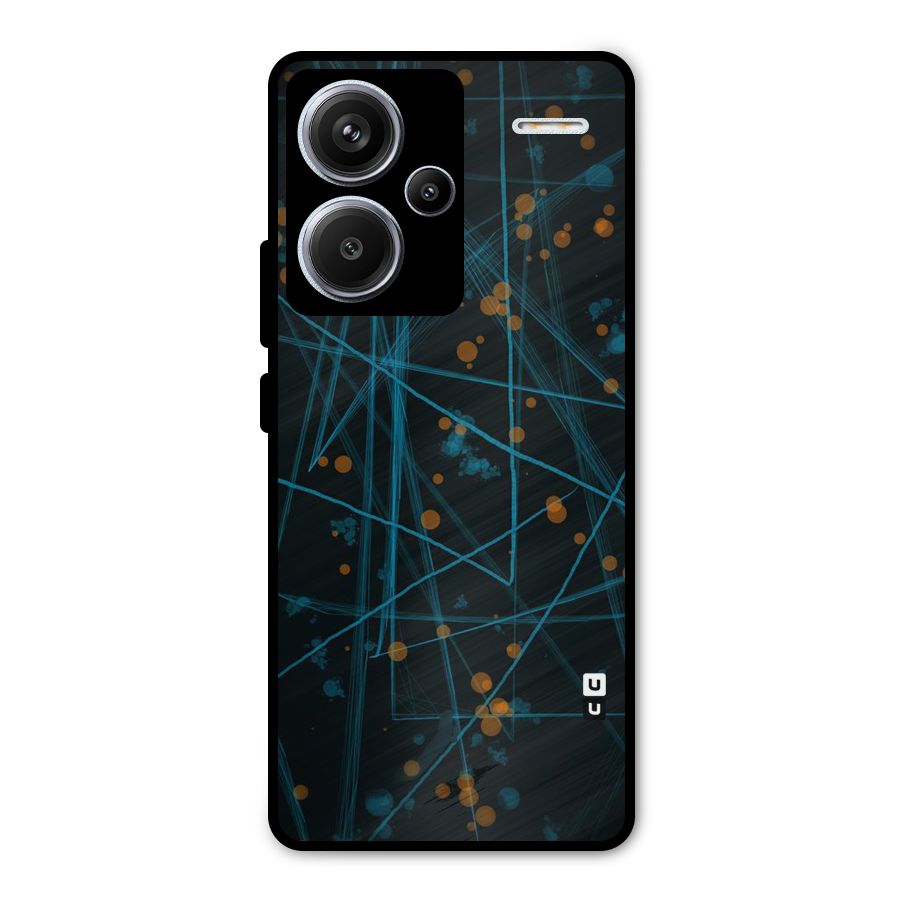 Blue Lines Gold Dots Metal Back Case for Redmi Note 13 Pro Plus