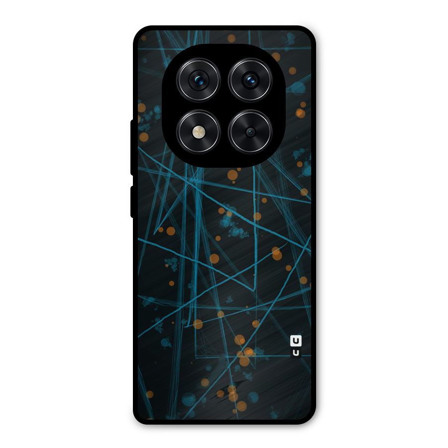 Blue Lines Gold Dots Metal Back Case for Redmi Note 14 Pro 5G