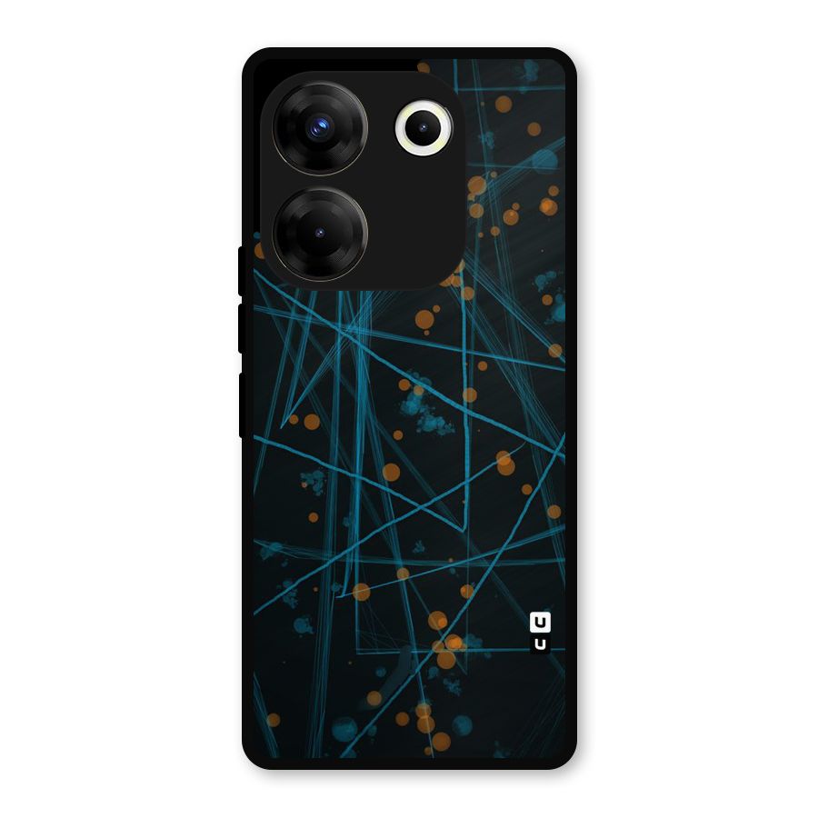 Blue Lines Gold Dots Metal Back Case for Tecno Camon 20