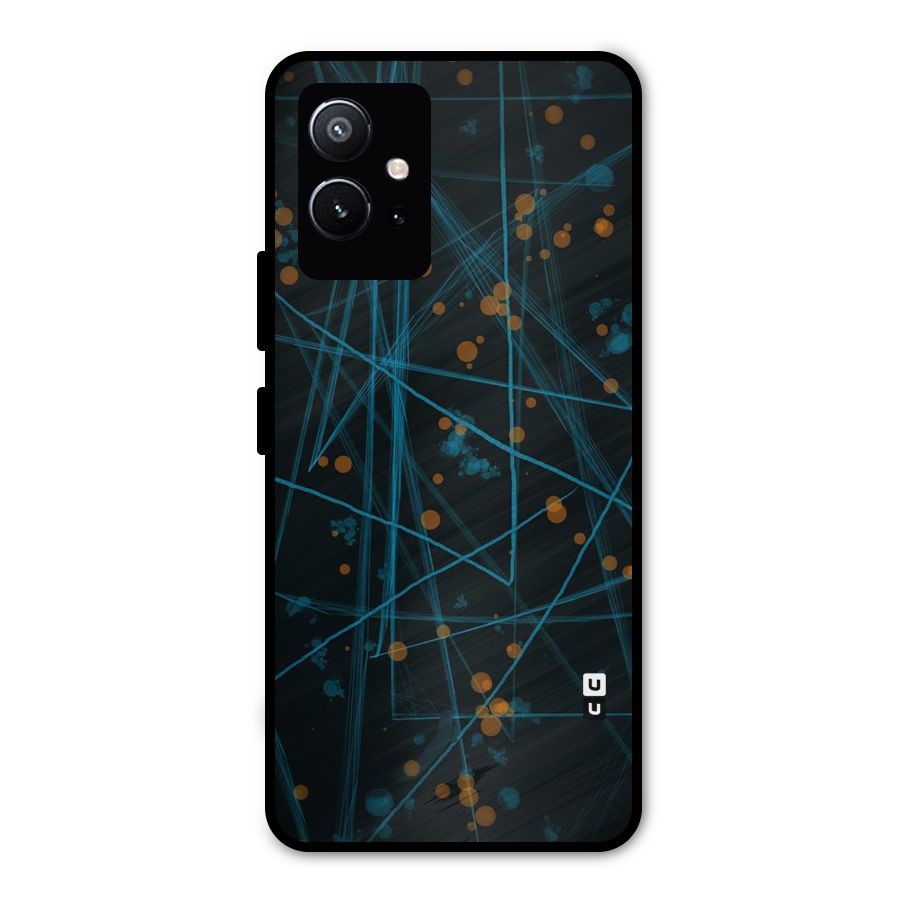 Blue Lines Gold Dots Metal Back Case for Vivo T1 5G