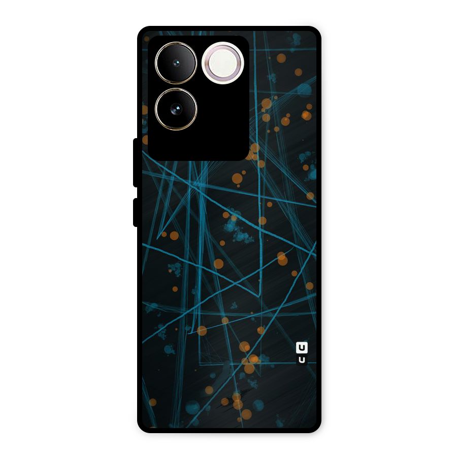 Blue Lines Gold Dots Metal Back Case for Vivo T2 Pro
