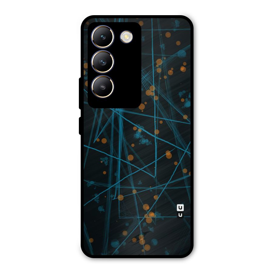 Blue Lines Gold Dots Metal Back Case for Vivo T3 5G