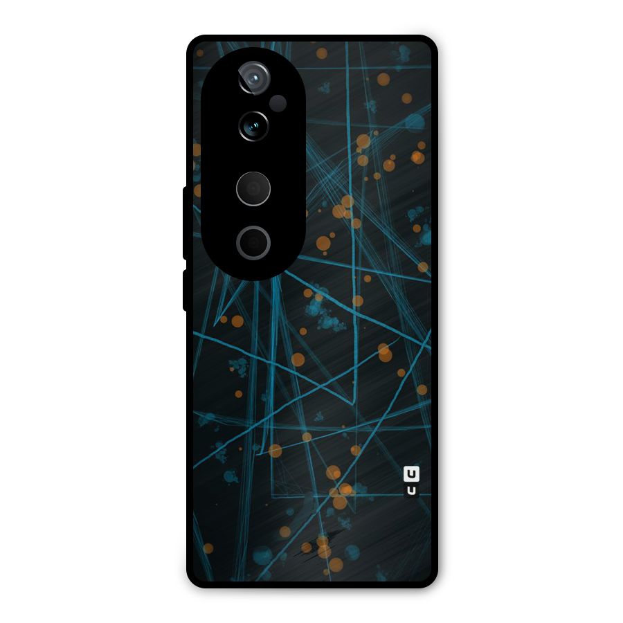 Blue Lines Gold Dots Metal Back Case for Vivo T3 Ultra